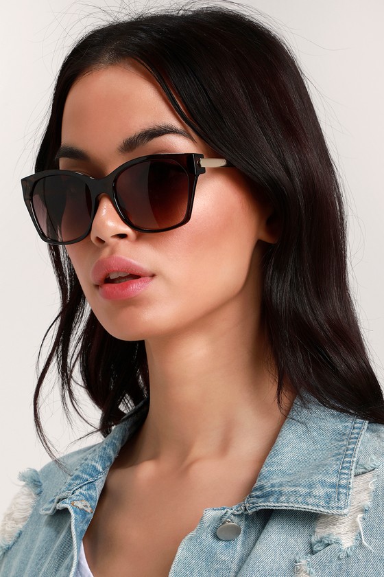 Chic Black Sunglasses Square Sunglasses Geometric Sunglasses Lulus