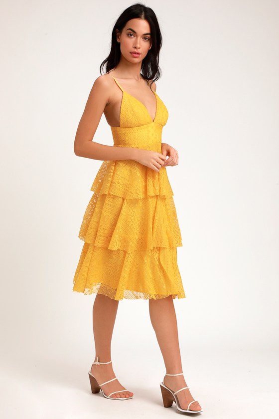 yellow frilly dress
