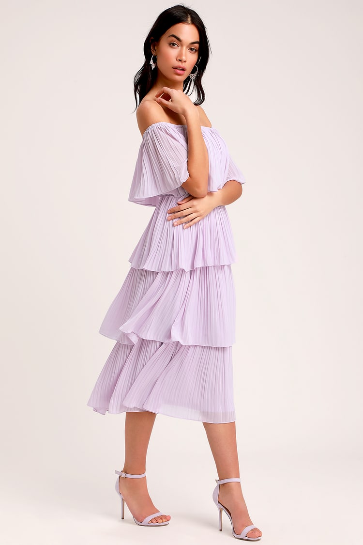 Chic Lavender Dress - Midi Dress - OTS Dress - Midi Ruffle Dress - Lulus