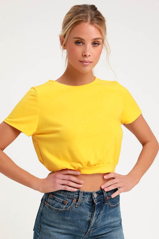 Cute Golden Yellow T-Shirt - Cropped T-Shirt - Basic Tee - Lulus