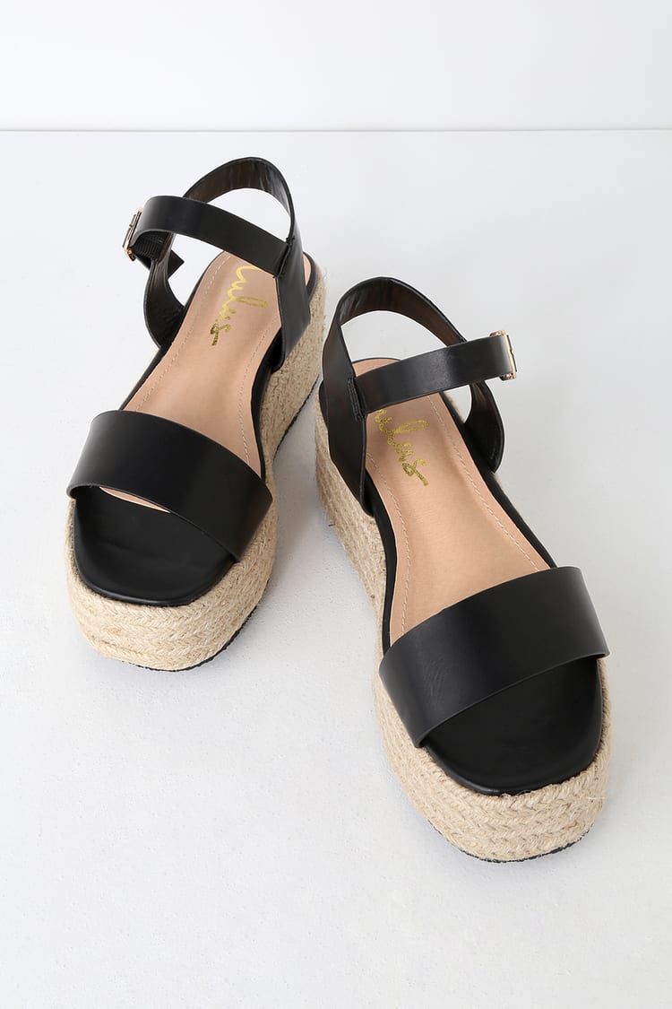 Cute Black Sandals - Espadrille Sandals - Flatform Sandals - Lulus
