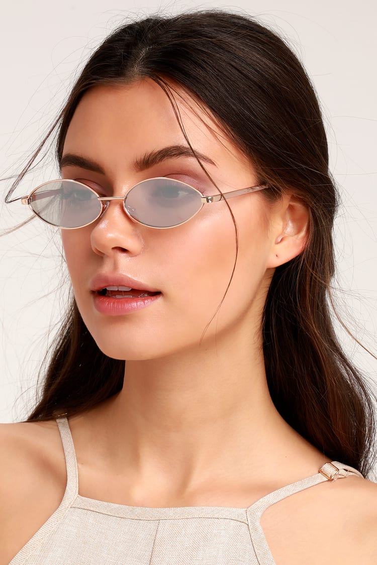 Cool Rose Gold and Clear Sunglasses - Oval Sunglasses - Sunnies - Lulus