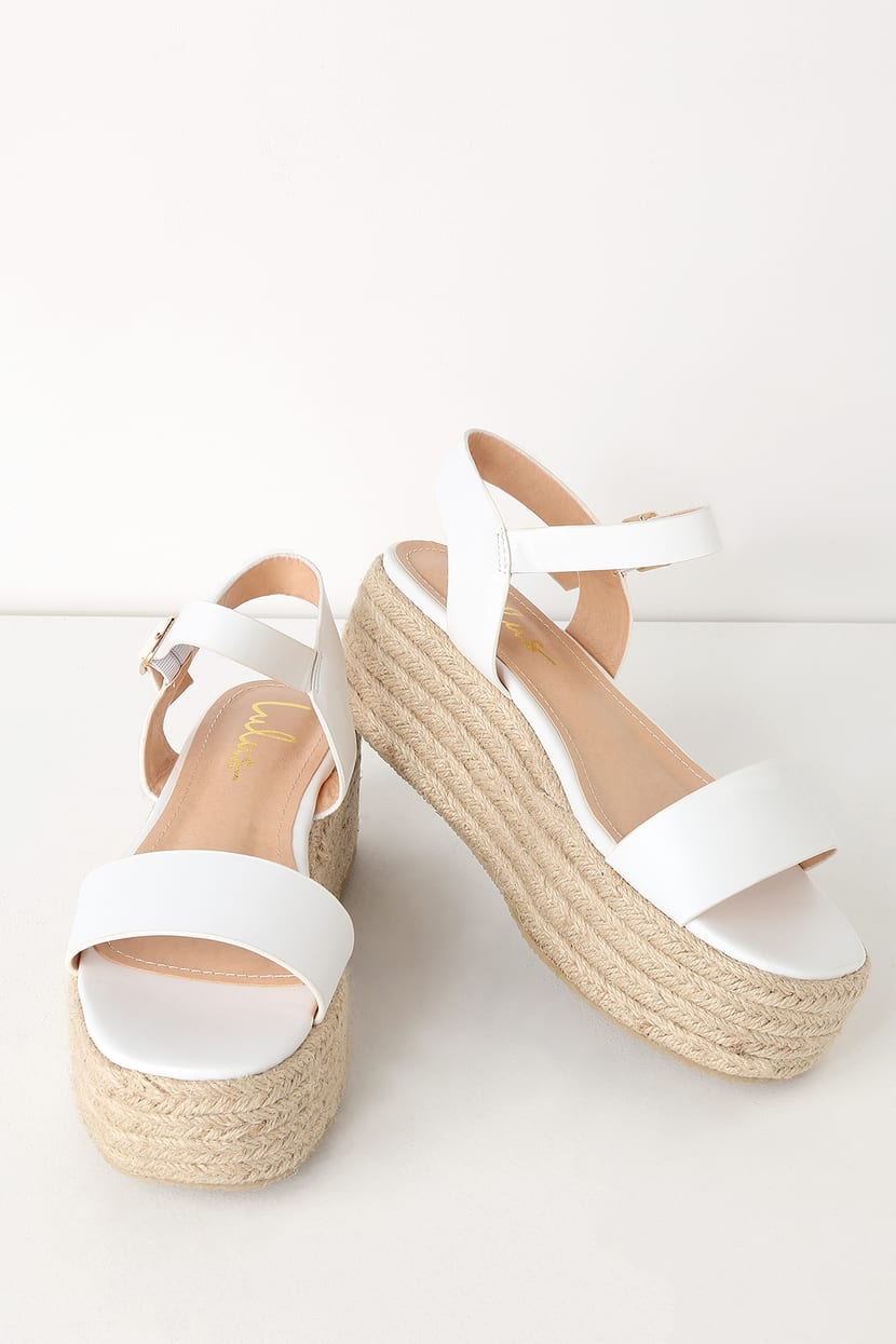 Cute White Sandals - Espadrille Sandals - Flatform Sandals - Lulus