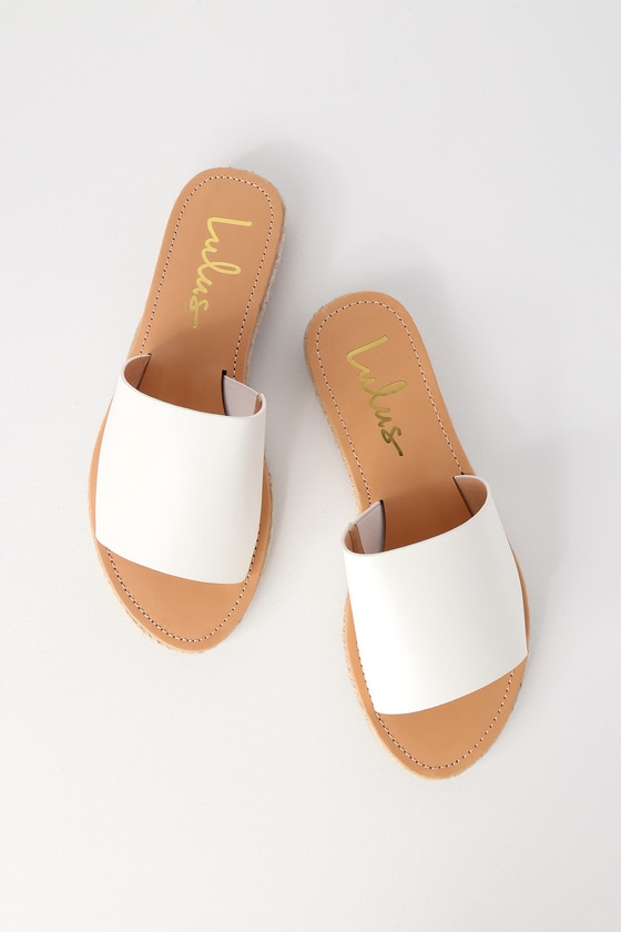 Cute White Sandals - Slide Sandals - Espadrille Sandals