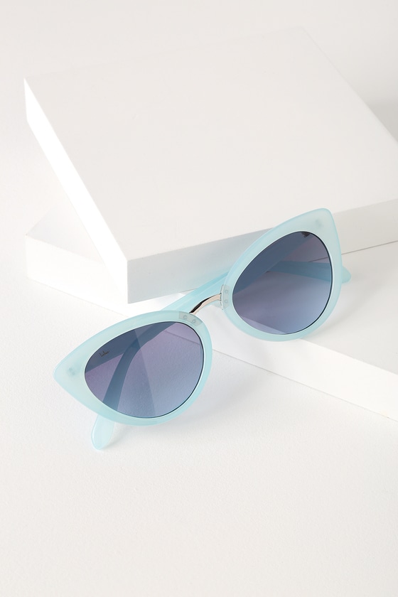 Cute Blue Sunnies Cat Eye Sunglasses Blue Sunglasses Lulus