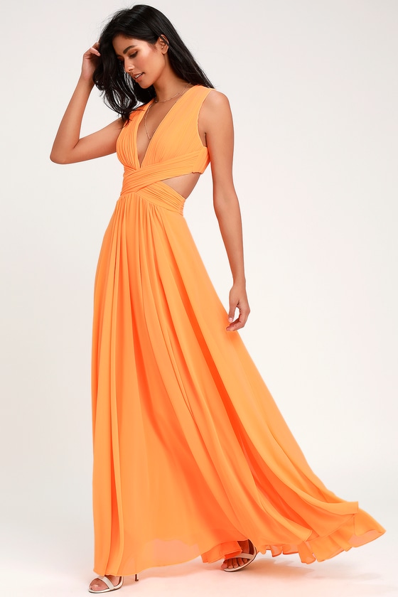 Lovely Bright Orange Dress - Cutout Maxi Dress - Maxi Dress - Lulus
