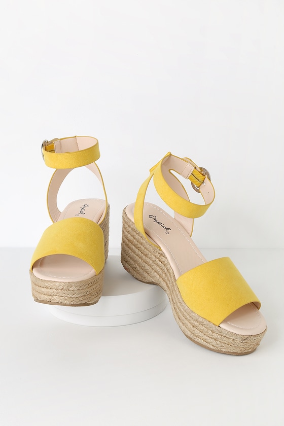 Cute Yellow Sandals - Espadrille Sandals - Platform Espadrilles - Lulus
