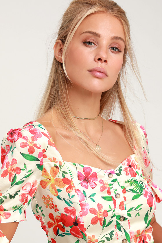 Cute Tropical Print Top - Crop Top - Floral Print Crop Top - Lulus