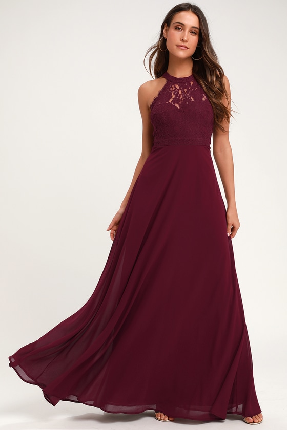 the greatest burgundy lace maxi dress