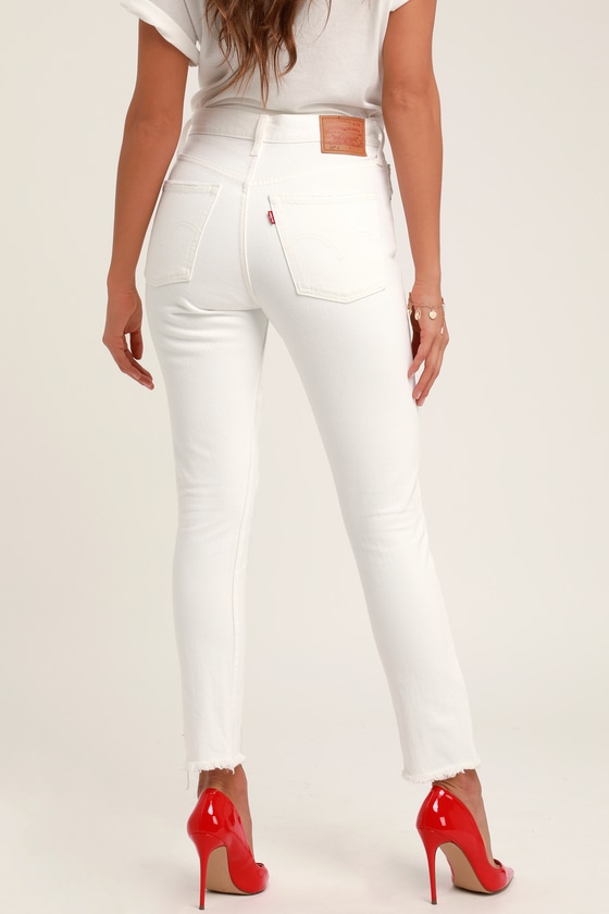 white high waisted levis