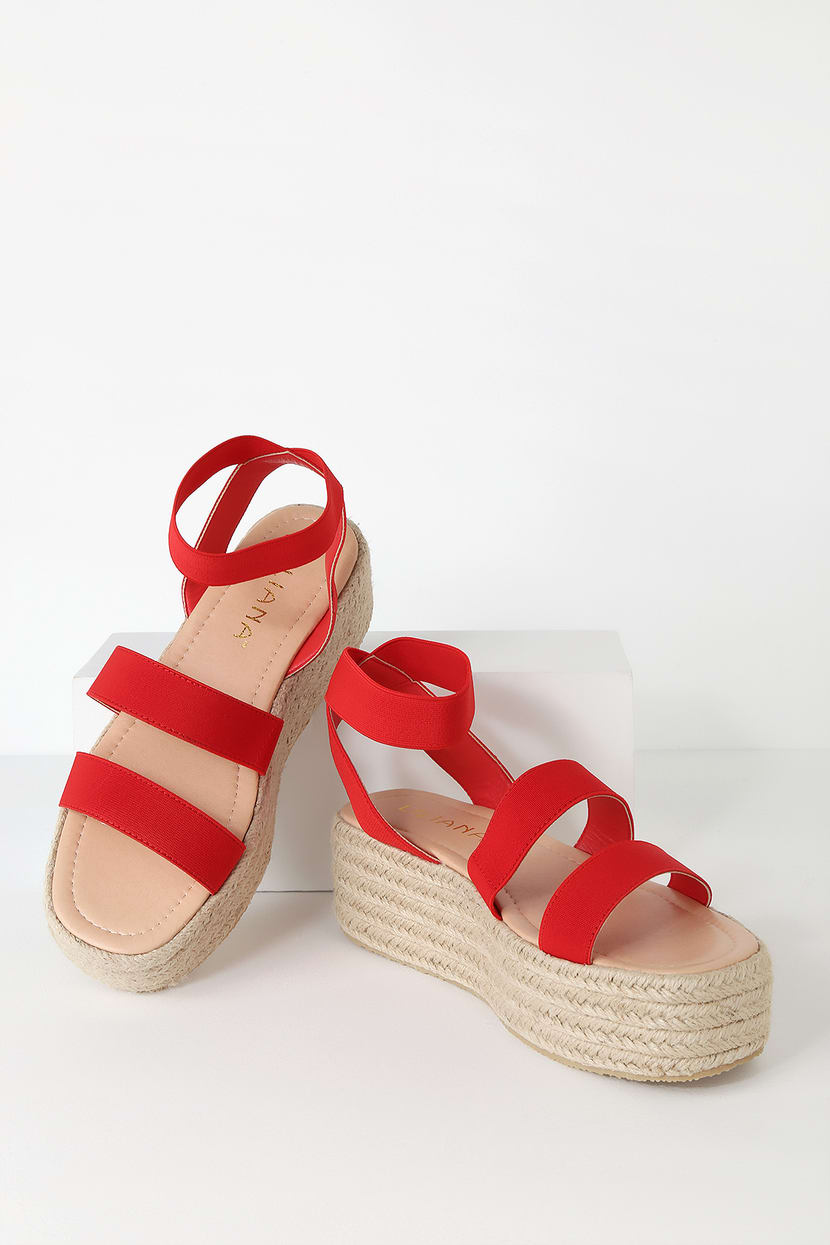 Cute Red Sandals - Espadrille Sandals - Platform Espadrilles - Lulus