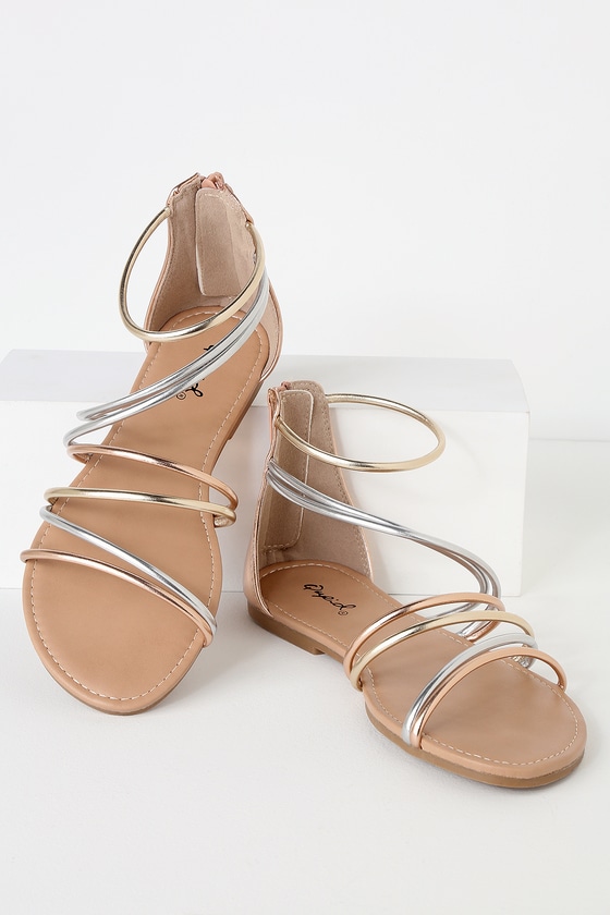 Cute Rose Gold Sandals - Gladiator Sandals - Metallic Sandals - Lulus