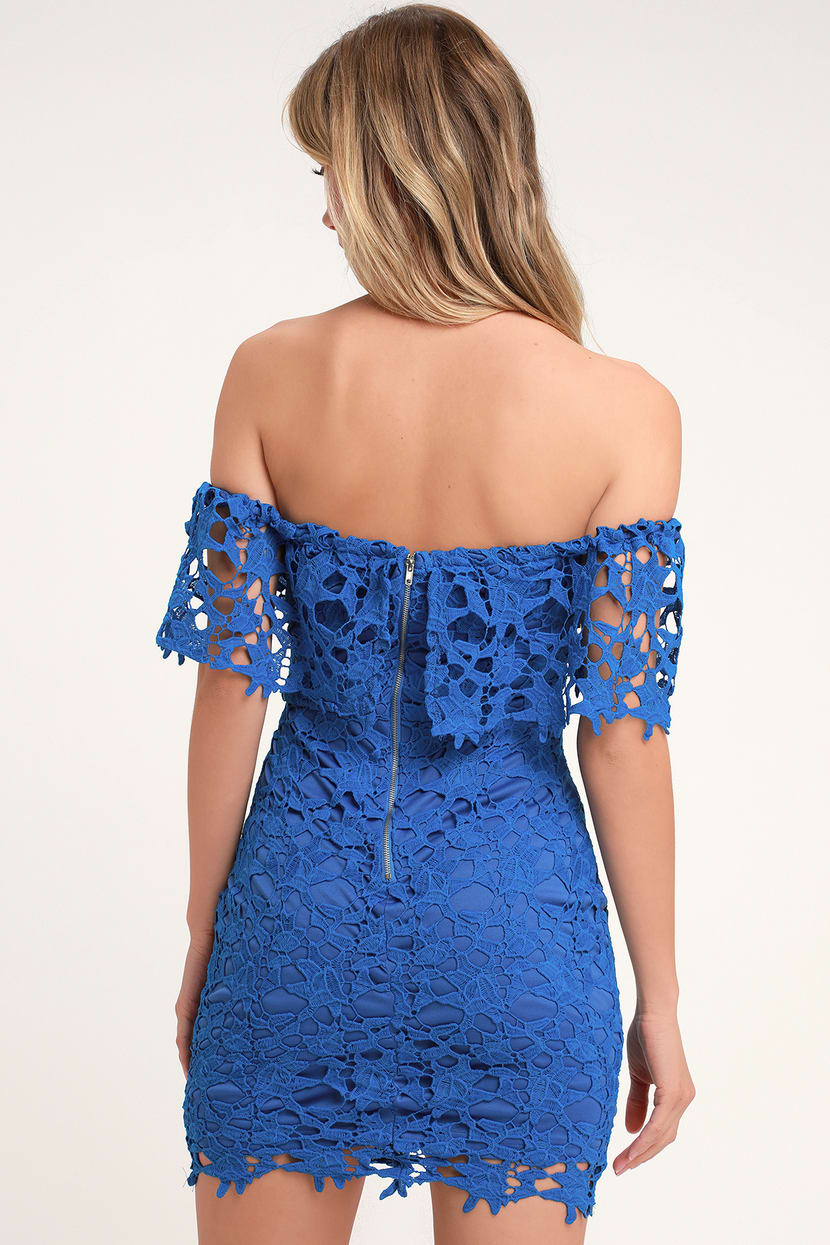 Sexy Blue Lace Dress - Crocheted Lace Dress - Lace Bodycon Dress - Lulus