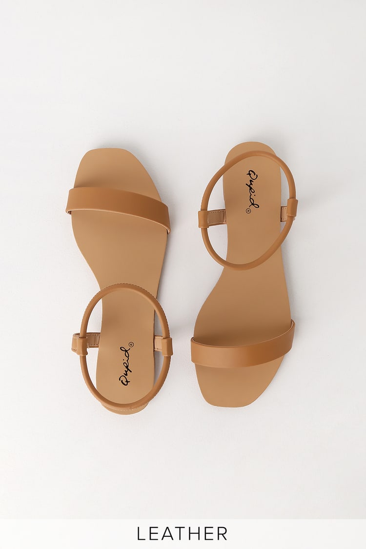 Camel Sandals - Camel Flat Sandals - Camel Ankle Strap Sandals - Lulus