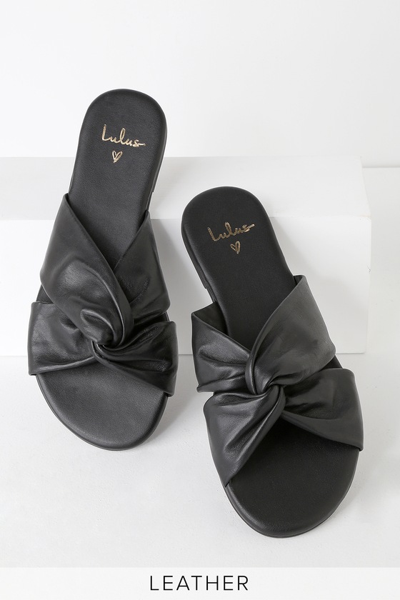 Cute Black Sandals - Slide Sandals - Knotted Sandals - Lulus