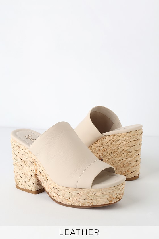 Splendid Theodore - Cream Leather Mules - Raffia Mules - Mules - Lulus