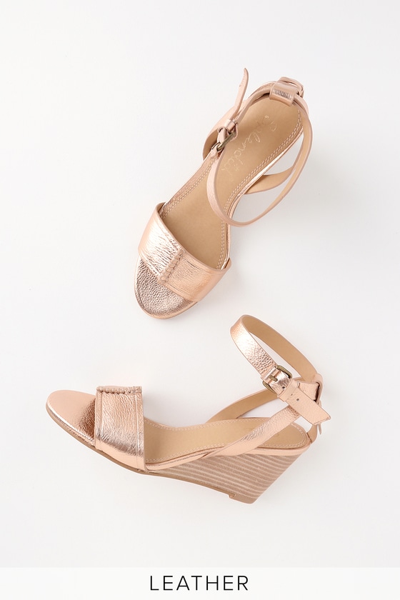 wedge sandals rose gold