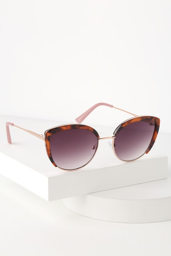 Cute Brown Tortoise Sunglasses - Wire Frame Sunglasses - Sunnies - Lulus