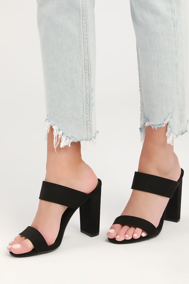 Cute Black Heels - High Heel Sandals - Dual Strap Heels - Lulus