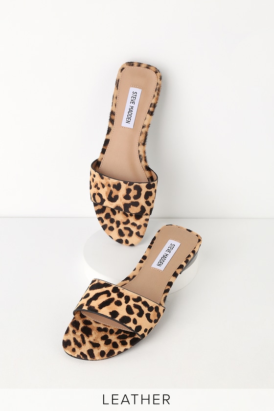 Steve Madden Bev - Leopard Cow Hair Sandals - Slide Sandals - Lulus