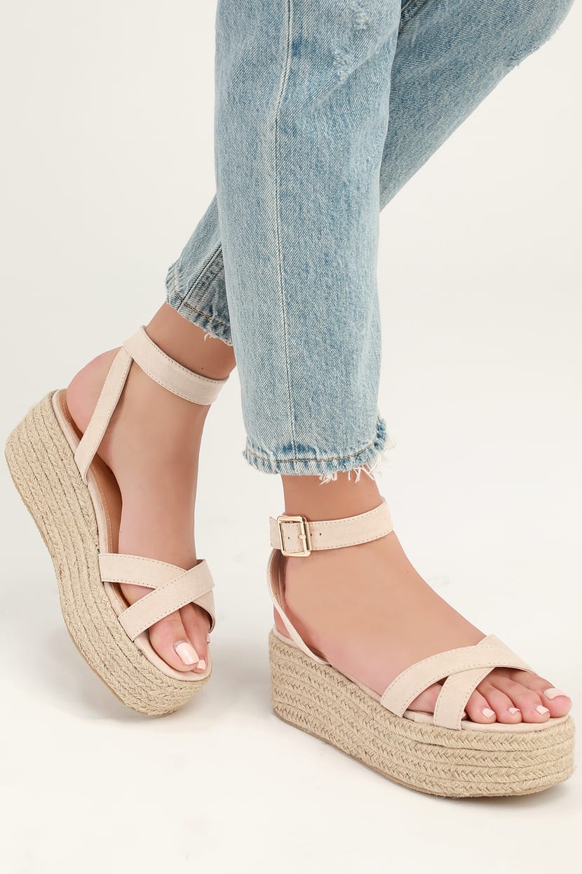 Cute Beige Espadrilles - Espadrille Sandals- Platform Sandals - Lulus