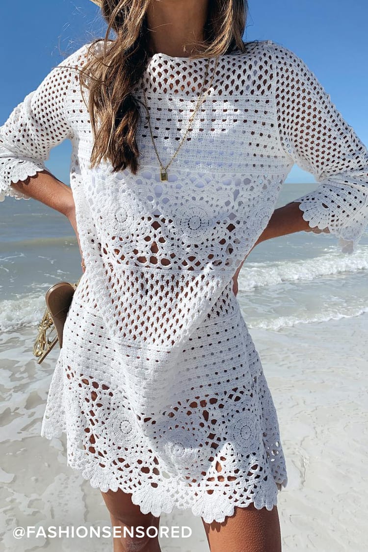 Willow Dress - Crochet Swim Cover Up - White Dress - Lulus
