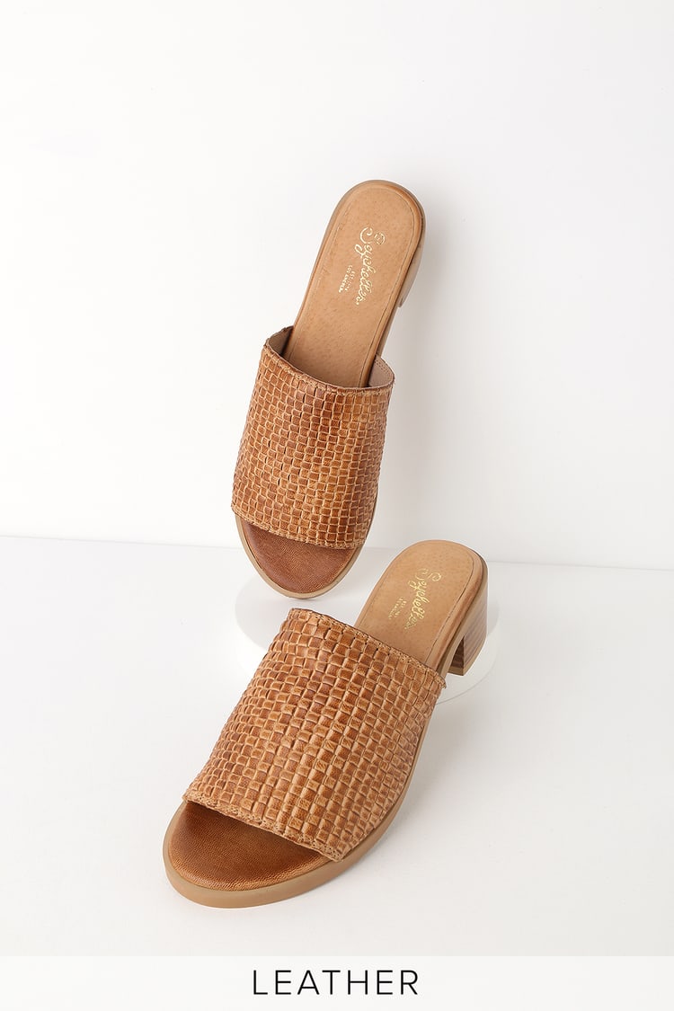 Seychelles Hard to Find Tan Mules - Genuine Leather Slide Sandals - Lulus