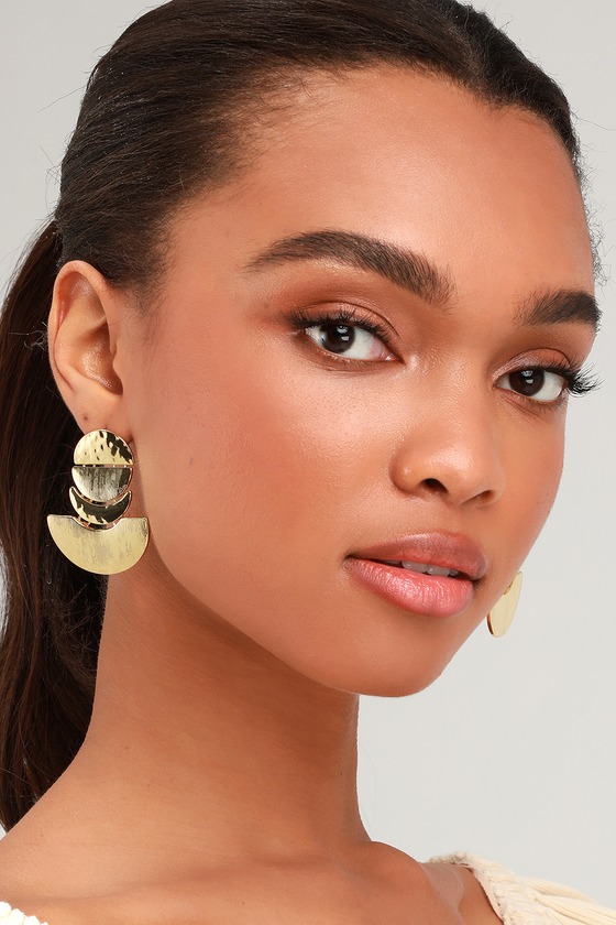 Trendy Gold Earrings Geometric Earrings Statement Earrings Lulus