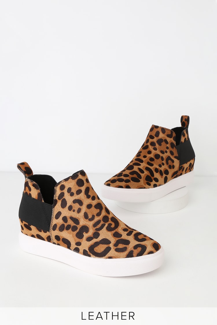 Steve Madden Leopard Print Shoes - Wedge Sneakers - Leather Shoes - Lulus