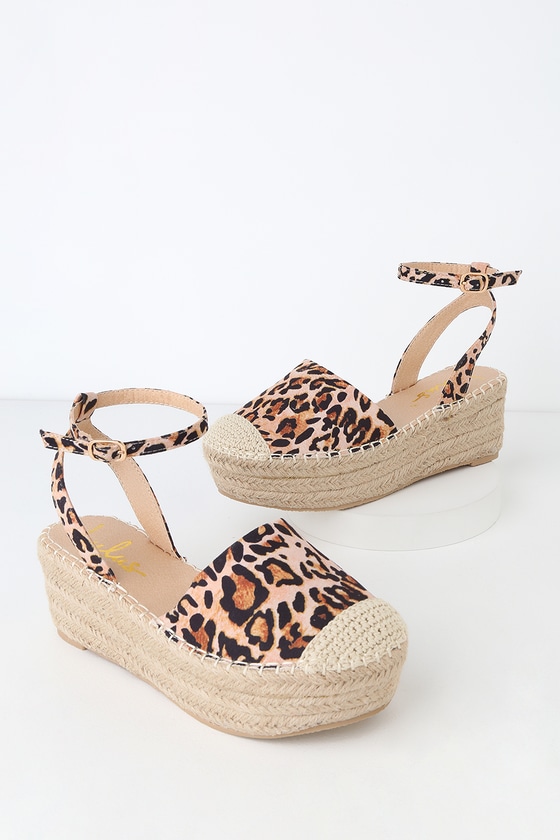 Leopard Print Espadrilles - Flatform Shoes - Platform Sandals - Lulus