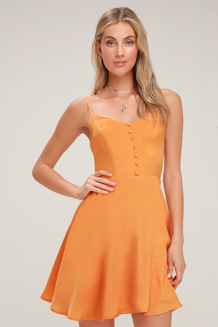 Cute Skater Dress - Orange Skater Dress - Orange Mini Dress - Lulus