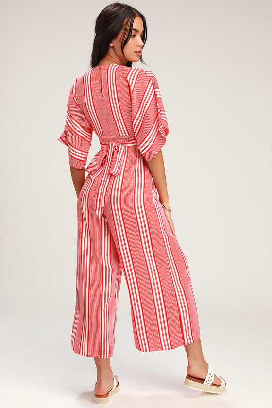 striped long sleeve jumpsuit