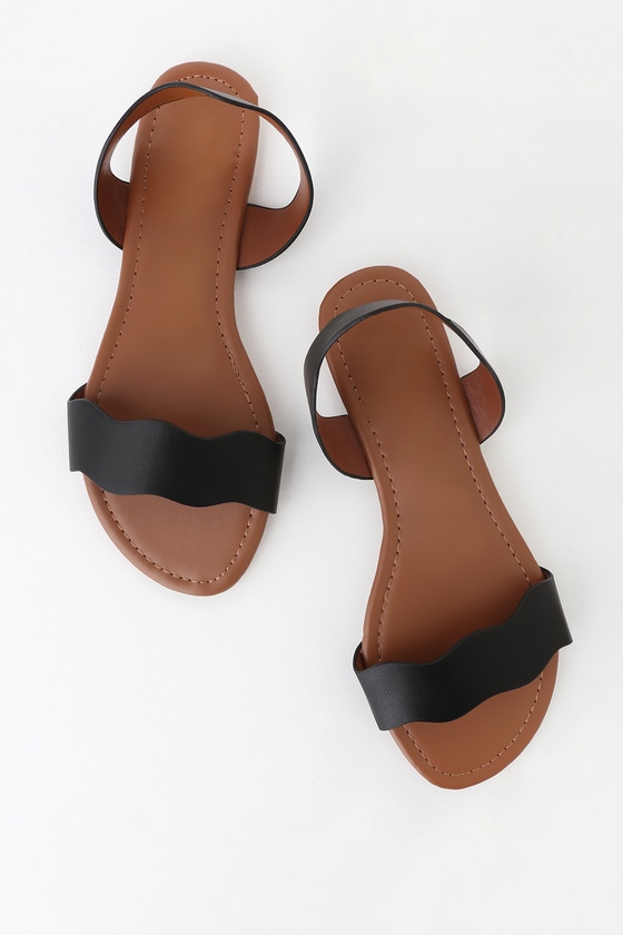 Cute Black Sandals - Slingback Sandals - Flat Slingback Sandals - Lulus