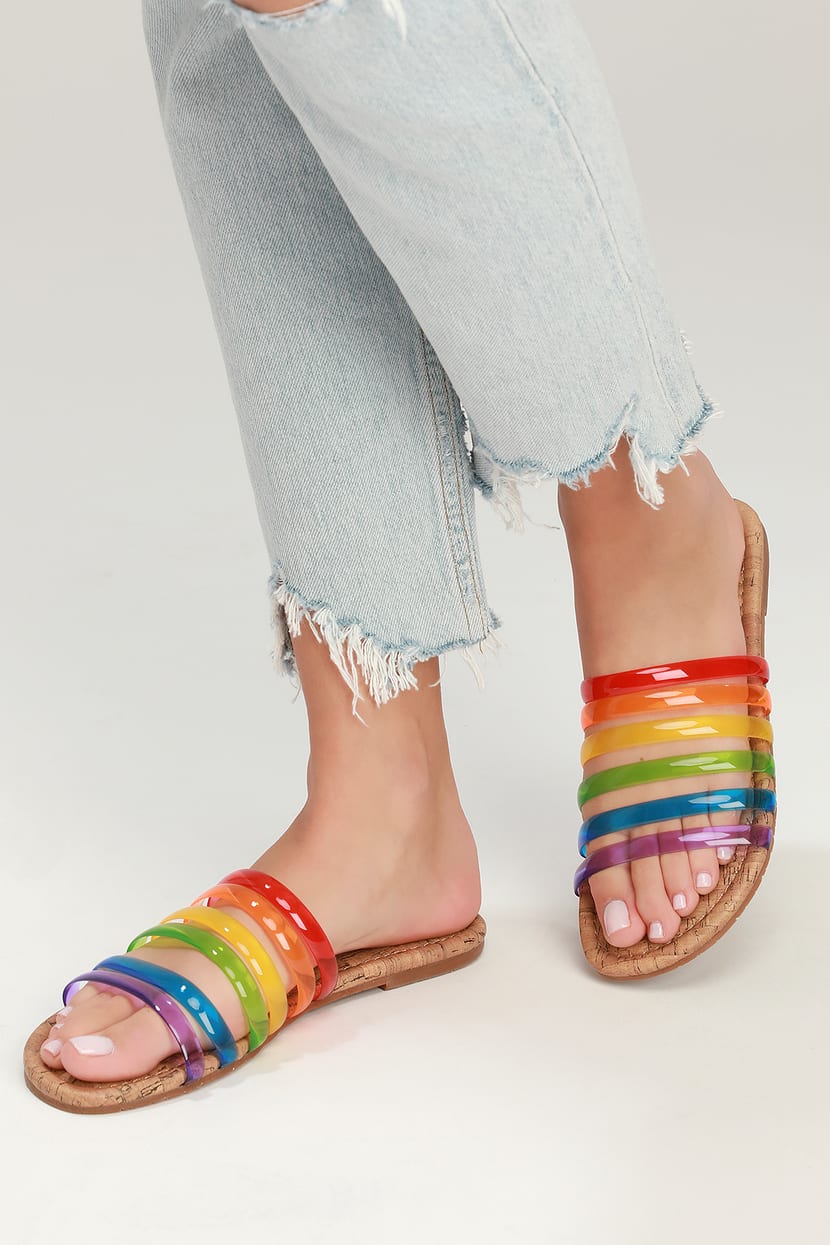 BC Footwear For You II - Rainbow Sandals - Multicolored Slides - Lulus