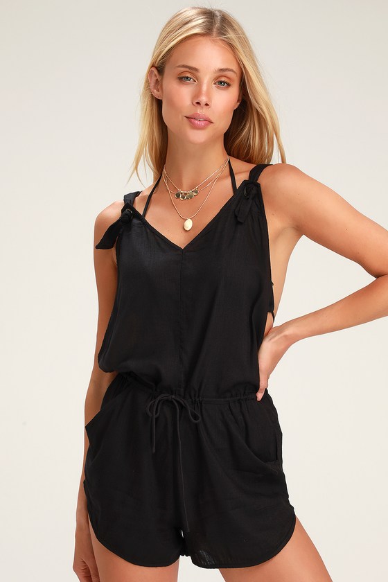 black romper swim cover up