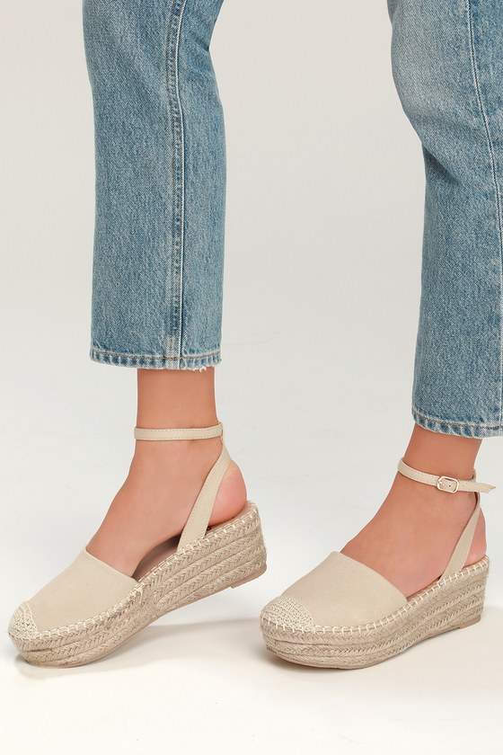 Taupe Espadrilles - Flatform Shoes - Flat Espadrilles - Lulus