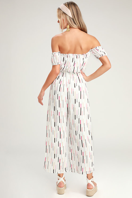 Cool OTS Jumpsuit - Printed Jumpsuit - White Print Jumpsuit - Lulus