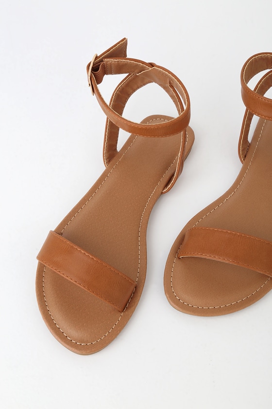 Cute Brown Sandals - Ankle Strap Sandals - Brown Flat Sandals - Lulus