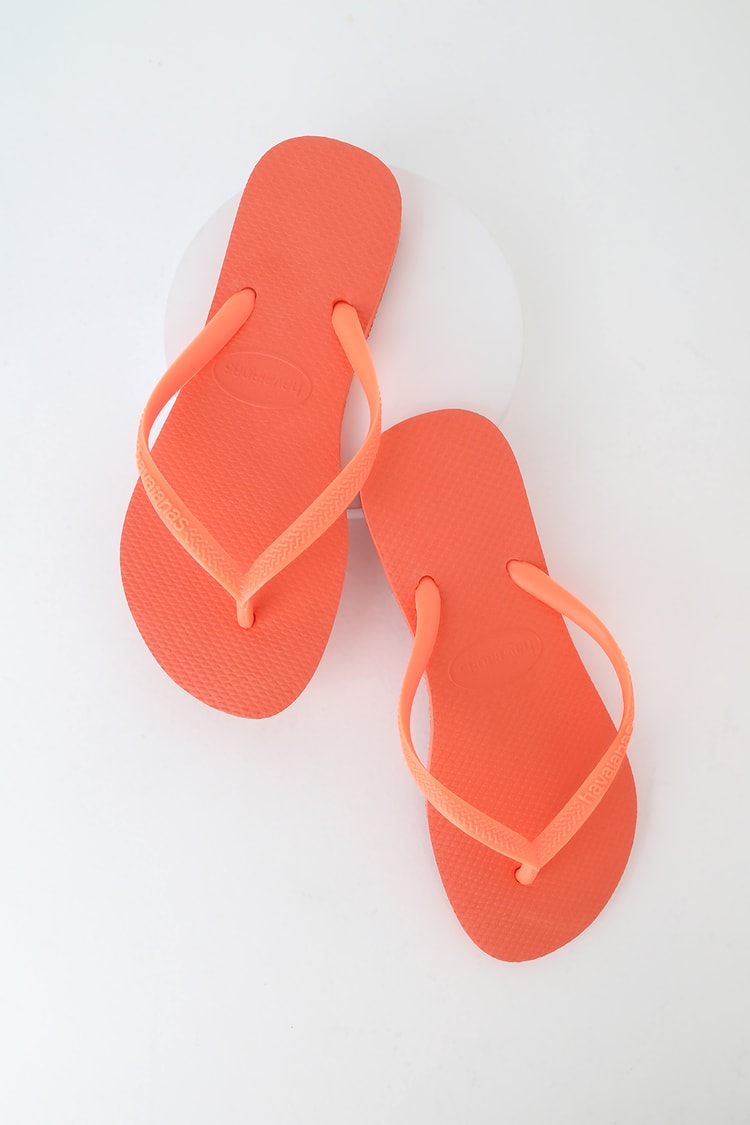 Havaianas Slim - Orange Flip Flops - Foam Flip Flops - Thongs - Lulus