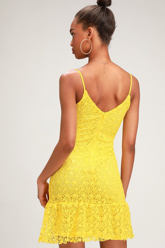 Sexy Yellow Dress Yellow Lace Dress Bright Yellow Dress Lulus 2711