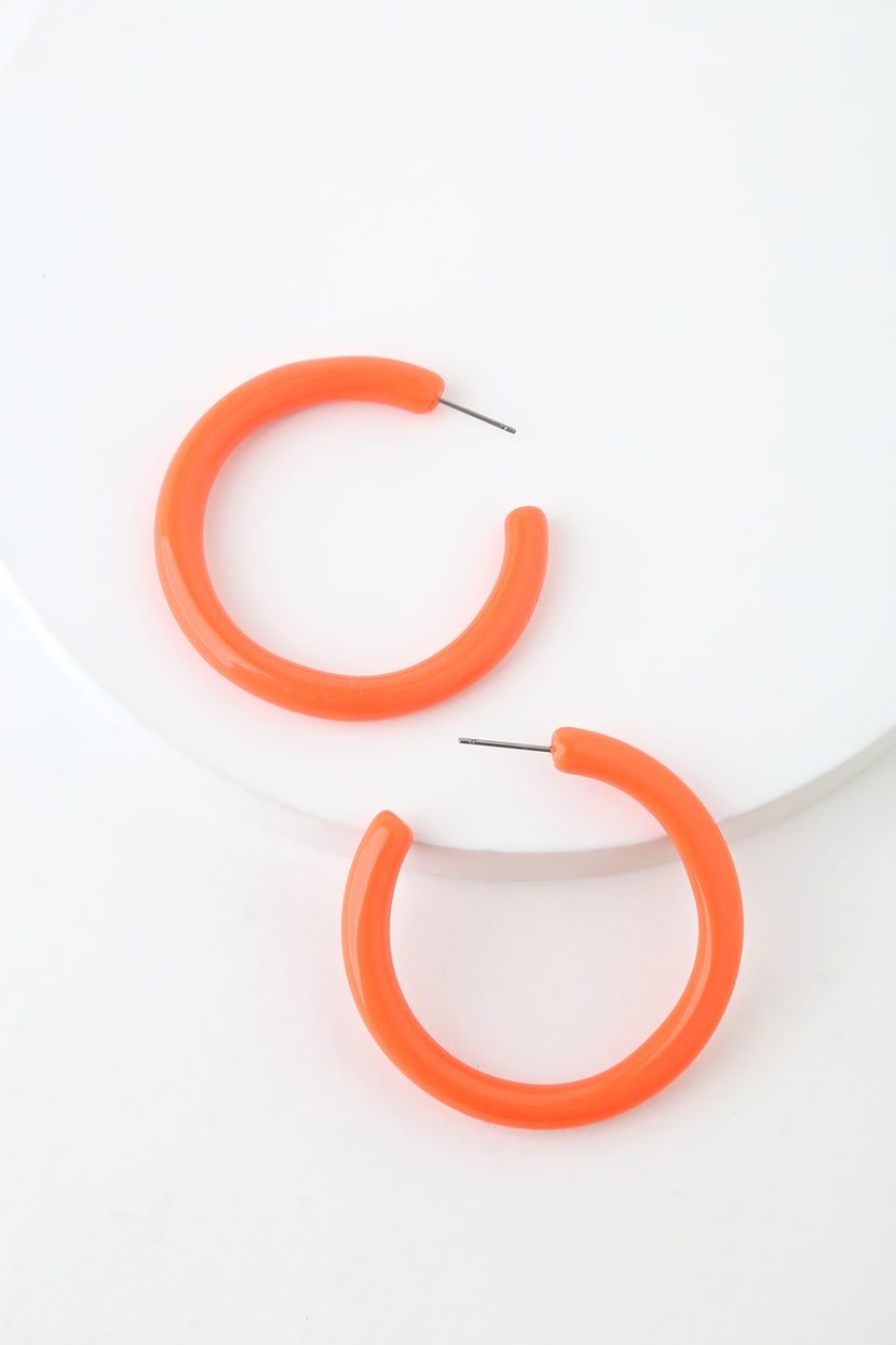 Trendy Resin Hoop - Orange Hoop Earrings - Resin Hoop Earrings - Lulus