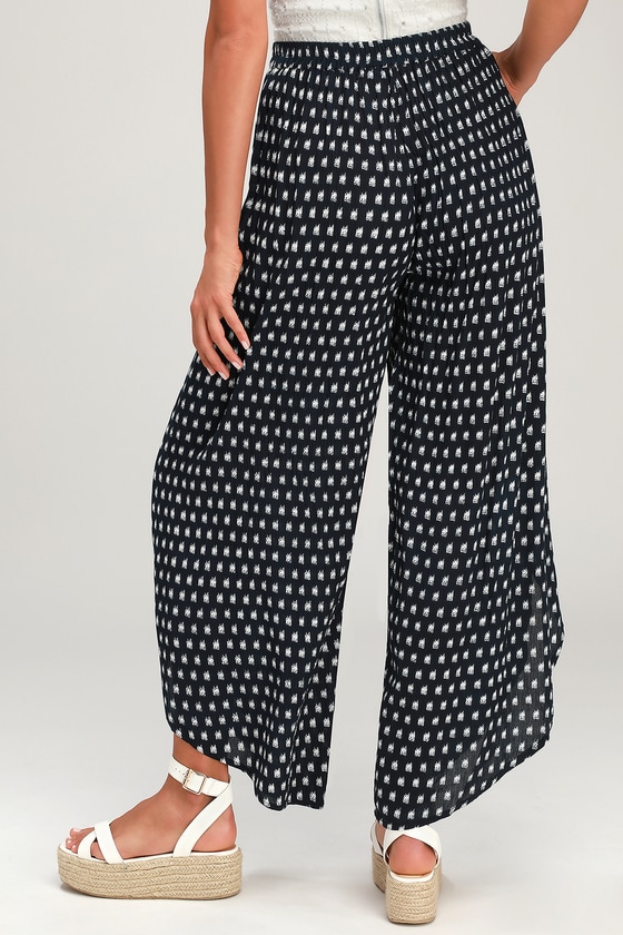 blue culotte pants