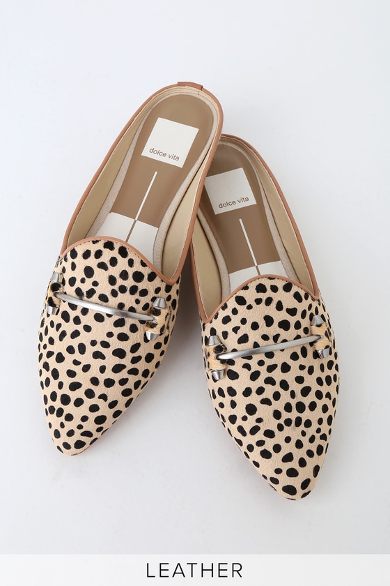 Dolce Vita Gram - Leopard Calf Hair Loafer Slides - Flats - Lulus