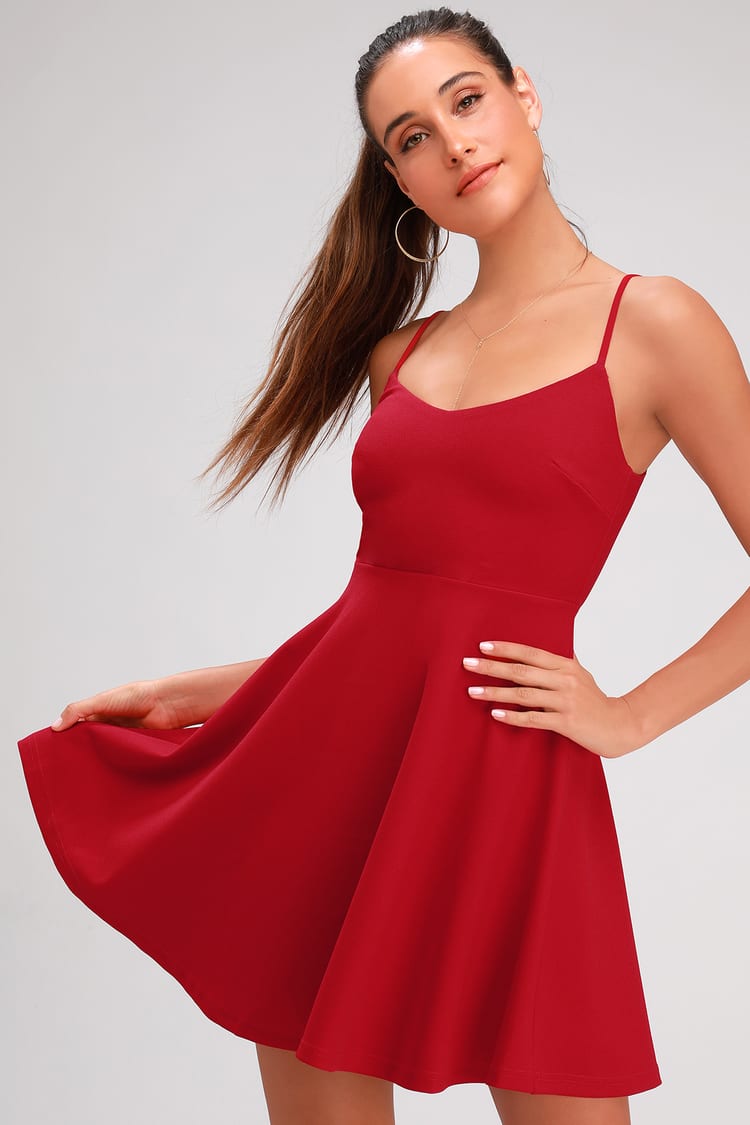Cute Red Dress - Red Skater - Red Party Dress Mini Dress - Lulus