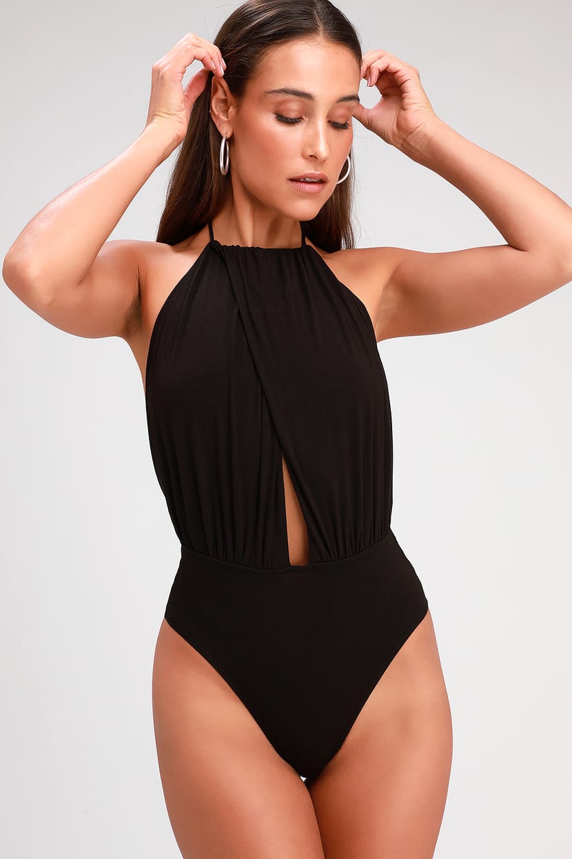 Sexy Black Bodysuit - Black Backless Bodysuit - Halter Bodysuit - Lulus