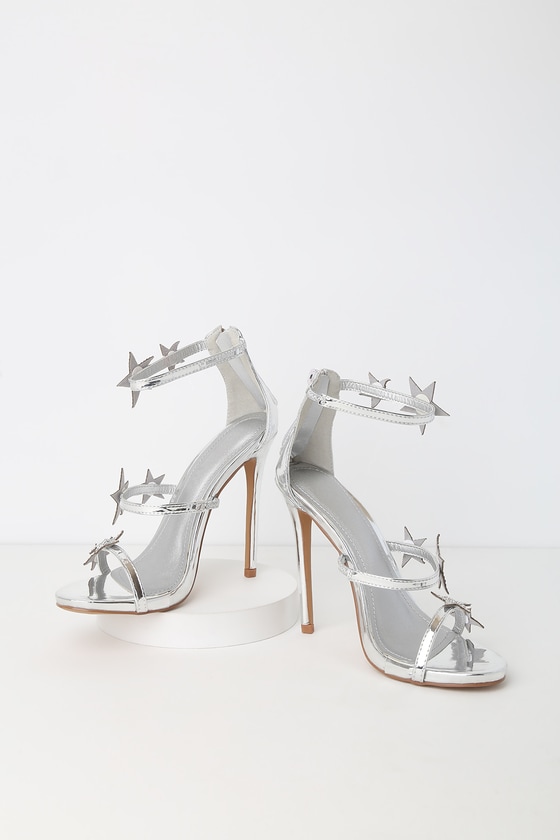 Sexy Silver Heels - Ankle Strap - Rhinestone Heels - Lulus