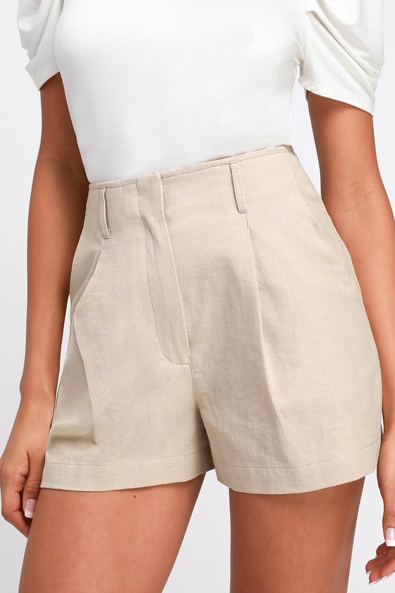 Cute Beige Shorts - High Waisted Shorts - Trouser Shorts - Lulus