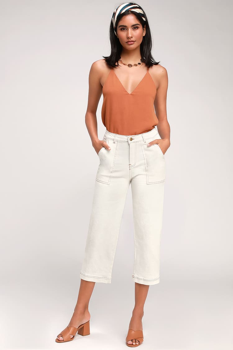 Culotte Pants - Culotte Jeans - Off White Culottes - Utility Pant - Lulus