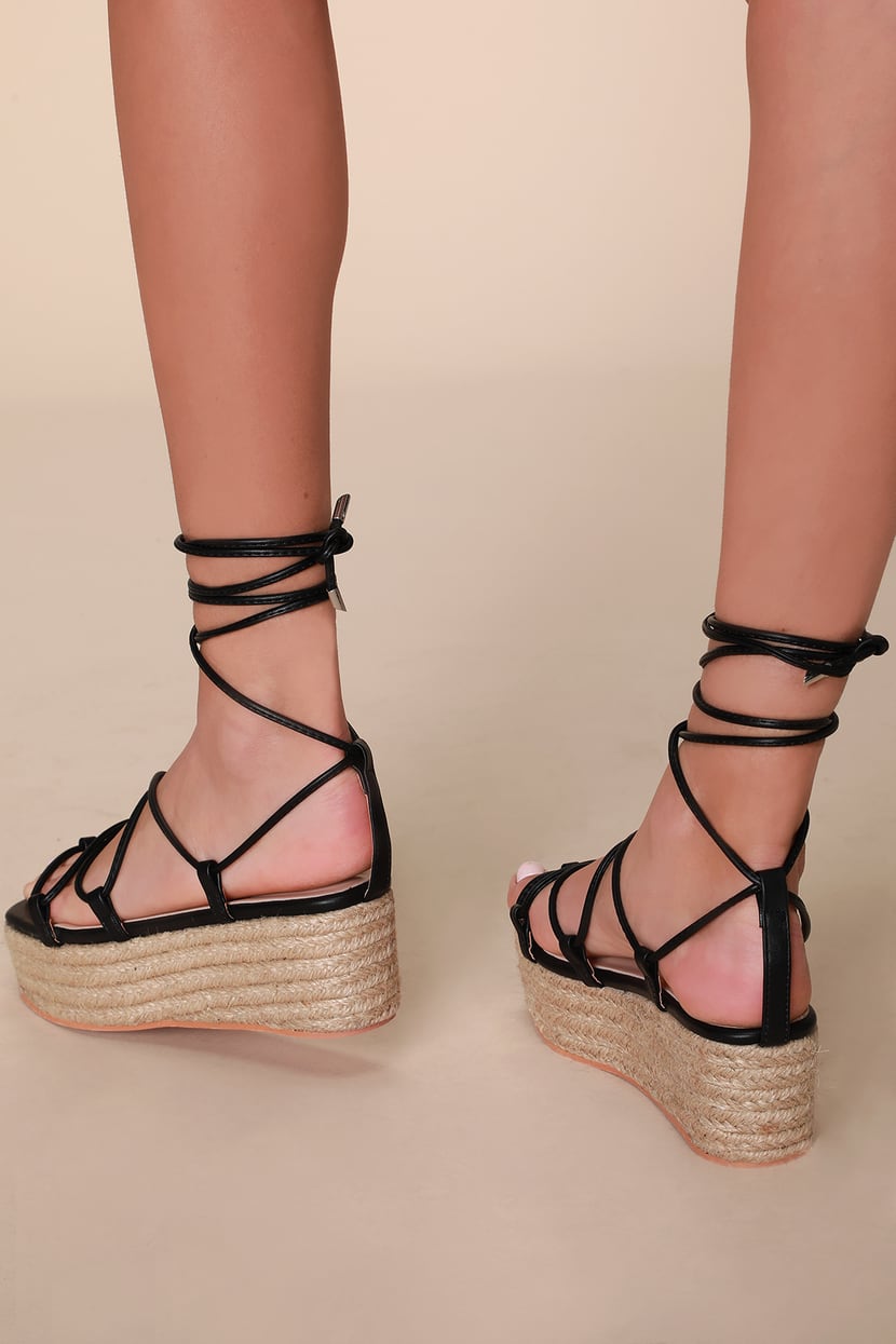 Cute Black Lace-Up Sandals - Espadrille Sandals - Espadrilles - Lulus