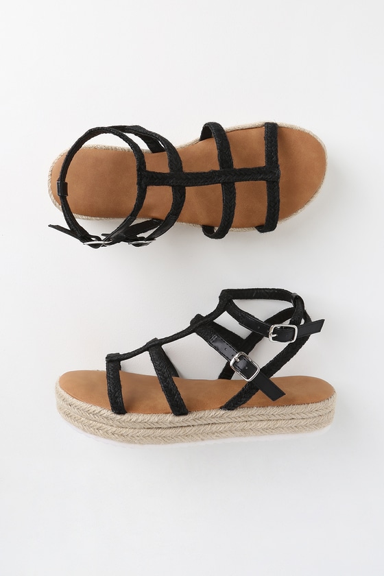 Chic Black Sandals - Espadrille Sandals - Flatfrom Sandals - Lulus